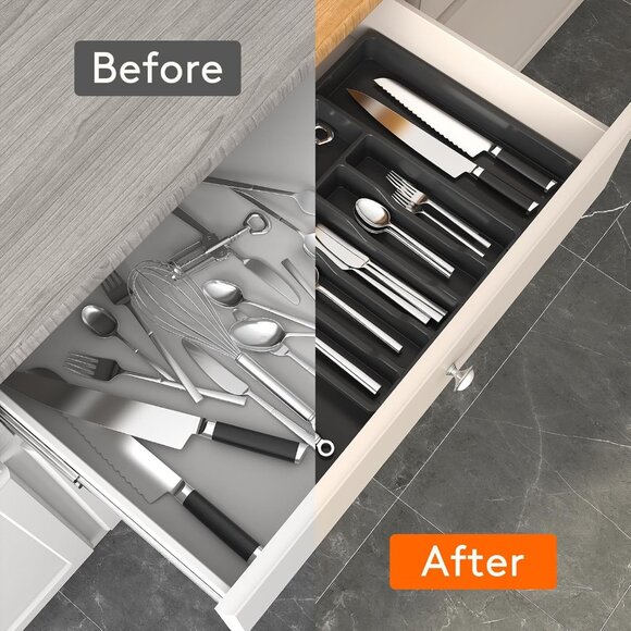 New Silverware Drawer Organizer, Expandable Utensil Tray for Kitchen Storage - Picture 6 of 13